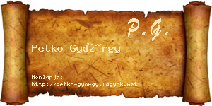 Petko György névjegykártya